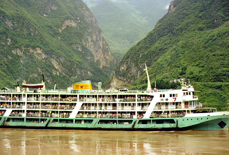 Local ferry near Wushan on Yangtze (Yangtse) River. China.