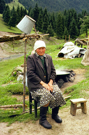 Woman in Uighur village near Urumqi. China.