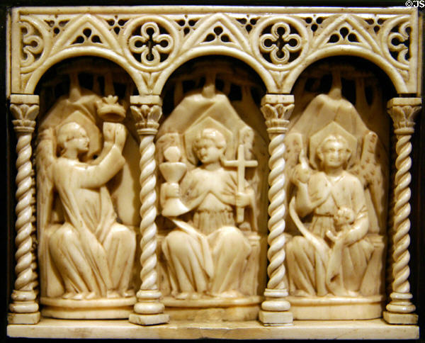 Ivory carving of Faith, Hope & Charity (16thC) at Crocker Art Museum. Sacramento, CA.