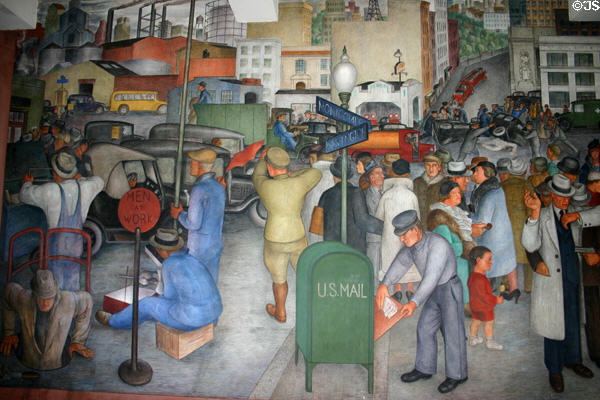 City life mural by Victor Arnautoff (1934) in Coit Tower. San Francisco, CA.