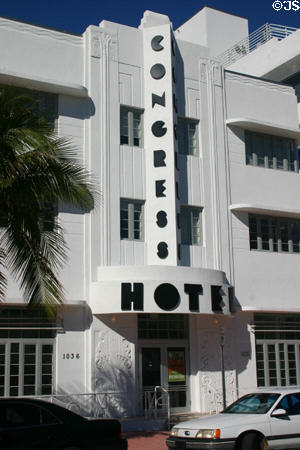 Congress Hotel (1036 Ocean Dr.). Miami Beach, FL. Style: Art Deco.