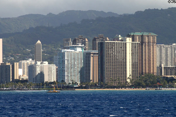 Ala Moana district of Waikiki around Hilton Hawaiian Village in. Waikiki, HI.