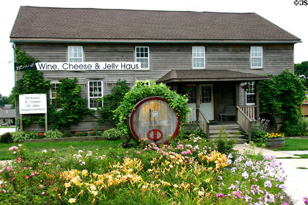 Wine, cheese & jelly Haus in wooden building. Amana, IA.
