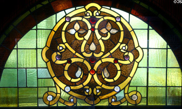 Stained glass window (1889) attrib. to Louis Sullivan from Auditorium Building at Stained Glass Museum. Chicago, IL.