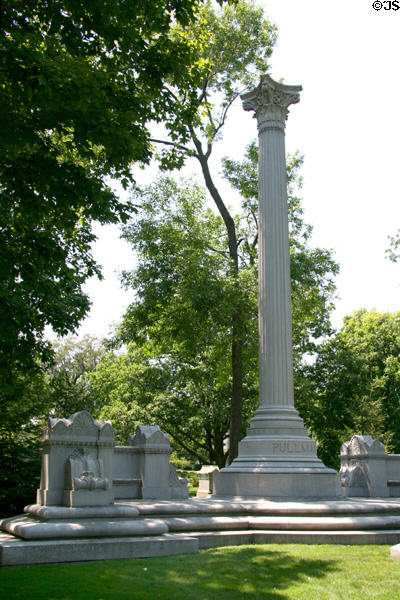 Monument (1897) to George M. Pullman (1831-1897) railroad car manufacturer by Solon Bermen in Graceland Cemetery. Chicago, IL.