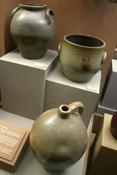 Stoneware pottery (c1835-50) by Orcutt & Crafts of Portland, ME, in Maine State Museum. Augusta, ME.