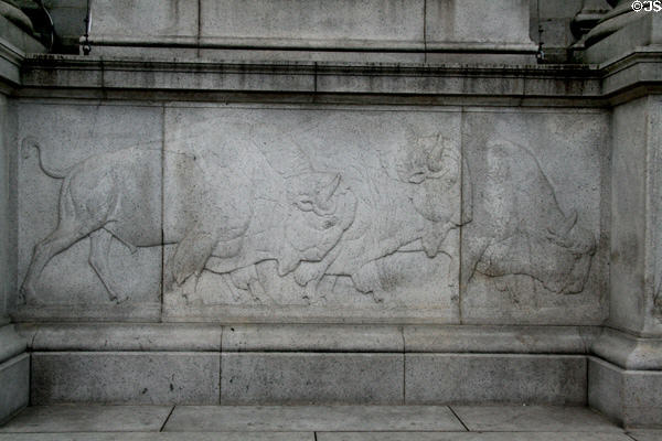 Buffalo reliefs (1936) by James L. Clark on base of American Museum of Natural History. New York, NY.