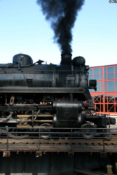 Front end of Canadian Pacific steam locomotive 2317 at Steamtown. Scranton, PA.