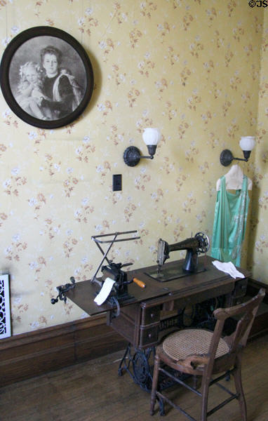 Wilcox & Gibbs sewing machine (c1870) in sewing room at Park-McCullough Historic Estate. North Bennington, VT.