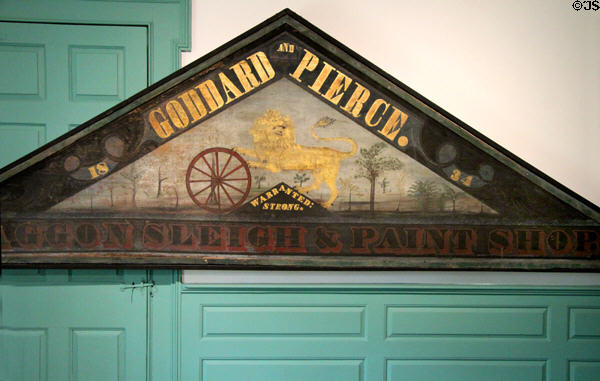 Goddard & Pierce shop sign (1834) at Shelburne Museum. Shelburne, VT.