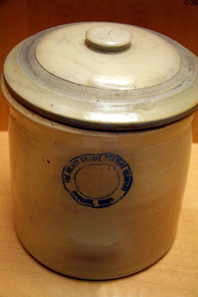 Stoneware crock (c1920) by Inland Empire Pottery Company of Spokane at Washington State History Museum. Tacoma, WA.