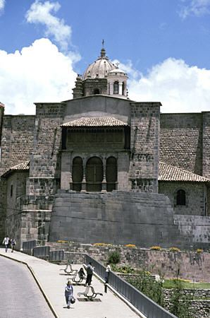 Santo Domingo Church (1535) in Cusco sits atop an Incan wall. Peru.