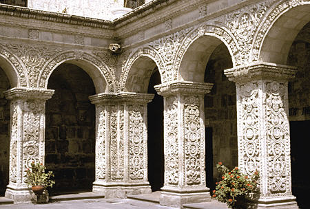 Former cloister of La Compañia in Arequipa now converted into shops. Peru.