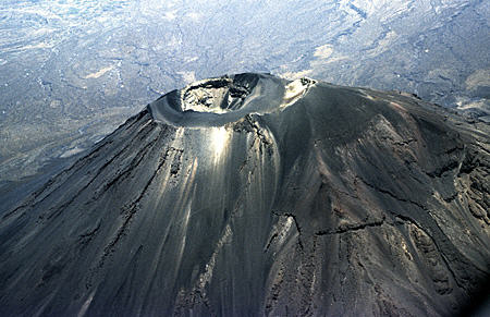 Misti Volcano cone seen from air. Peru.
