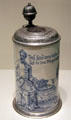 Ceramic & tin tankard noting King Charles XII's support of Lutheran faith from Ansbach at German Historical Museum. Berlin, Germany.