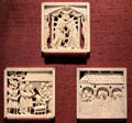 Ivory carved plaques from Cathedral of Magdeburg showing Visitation; Christ before Pilate; & Christ appears to disciples at Bavarian National Museum. Munich, Germany