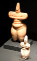 Neolithic female figure idols of marble & calcite at Bavarian State Archaeological Collection. Munich, Germany.