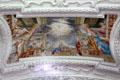 Ornate plasterwork & Baroque painting on ceiling in St Benedict church at Benediktbeuern Abbey. Germany