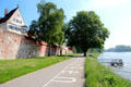 Pathway between city walls & Danube River. Ulm, Germany