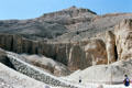Valley of the Kings under pyramid-like mountain at Thebes. Egypt