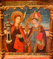 Ste Barbara & St Blasi painting by Master of Viella from Catalonia at Museum of Decorative Arts. Paris, France.