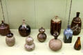 Collection of Japanese ceramic bottles & sake bottles at Sèvres National Ceramic Museum. Paris, France.