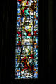 Stained glass window by Max Ingrand of life of Joan of Arc at Rouen Cathedral. Rouen, France.