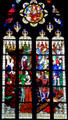 Joan recognizes Charles VII as king in Chinon on panel from life of Joan of Arc stained glass windows by J. Galland & E. Gibelin at Orleans Cathedral. France.