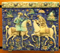 Iranian ceramic plaque with man & woman riders at Beaux-Arts Museum. Lyon, France