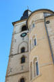 Detail of tower & turret of St Michael's Church in Fishmarket area of old town. Luxembourg, Luxembourg.