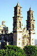 Twin towers of Iglesia de Santa Prisca in Taxco. Mexico