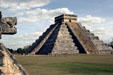 Pyramid of Kukulkán or El Castillo as seen from Ball Court in Chichén Itzá. Mexico
