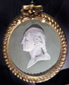 Jasperware plaque with bust of George Washington after art by Jean-Antoine Houdon by Josiah Wedgwood & Sons at National Museum of Scotland. Edinburgh, Scotland