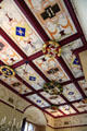 Painted ceiling in King's Bedchamber recreated in Palace of Stirling Castle. Stirling, Scotland