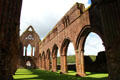 Gothic nave arches ruins at Sweetheart Abbey. New Abbey, Scotland