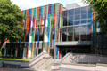 Computer Science Building with colored panels by Vanceva at Queen's University Belfast. Belfast, Northern Ireland
