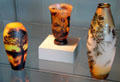 French Art Nouveau glass vases including by T. Michael & by Émile Gallé at Mobile Museum of Art. Mobile, AL.