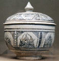 Sukhothai stoneware lidded bowl from Thailand at Asian Art Museum. San Francisco, CA.