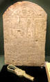 Limestone funerary stele of priest of Hathor at Rosicrucian Egyptian Museum. San Jose, CA.