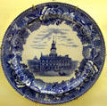 Wedgwood American View commemorative plate of Independence Hall in Philadelphia at Monument House Museum. Groton, CT