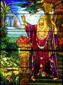 Stained glass window of King Solomon by Tiffany Studios at Stained Glass Museum. Chicago, IL.