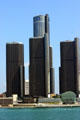 Black glass towers of Renaissance Center. Detroit, MI