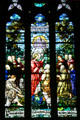 Christ gives Peter keys to Kingdom stained glass window of Cathedral of Saint Helena. Helena, MT.