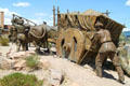 Freeing a wagon detail of La Jornada sculpture at Albuquerque Museum. Albuquerque, NM.