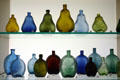 Colored glass flasks from Baltimore at Philadelphia Museum of Art. Philadelphia, PA.