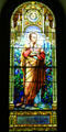 St Luke stained glass for Texas by Louis Comfort Tiffany at Blandford Church. Petersburg, VA.