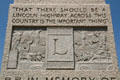 Detail of Lincoln Highway monument sculpted with scenes of American transport history. WY.