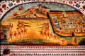 Mural showing war on wall of Bikaner fort. India.