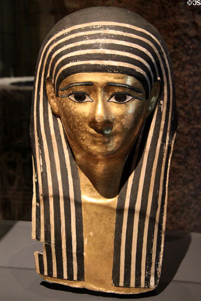 Ancient Egyptian mummy mask (3rd-1stC BCE) at Kunsthistorisches Museum. Vienna, Austria.
