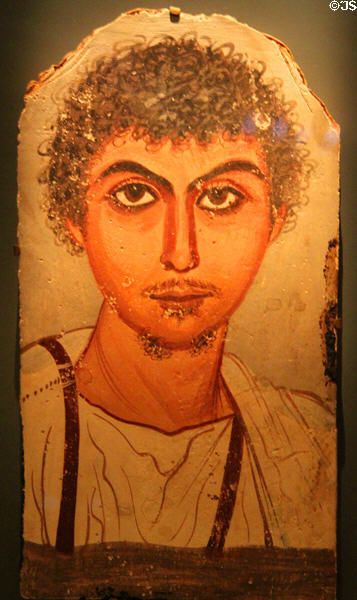 Egyptian mummy portrait of young man with small beard (2nd quarter of 2ndC) at Kunsthistorisches Museum. Vienna, Austria.